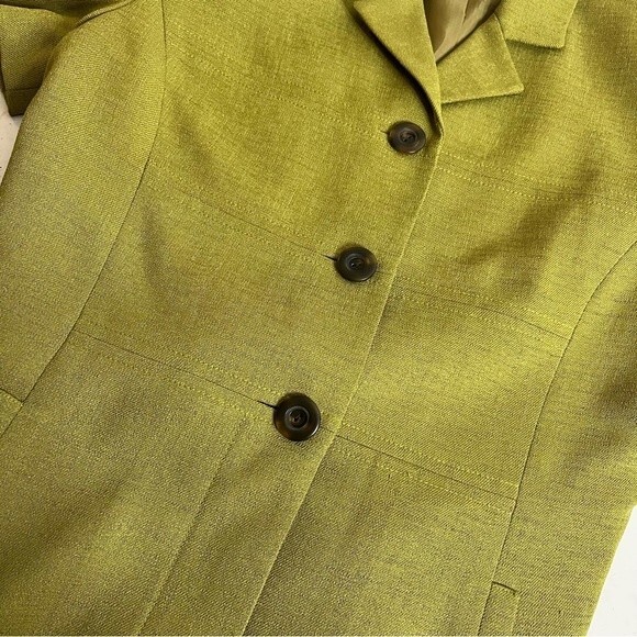 KASPER ASL Chartreuse Green Dress Short Sleeve Button Up Lined Size 6P Vintage - Picture 9 of 11